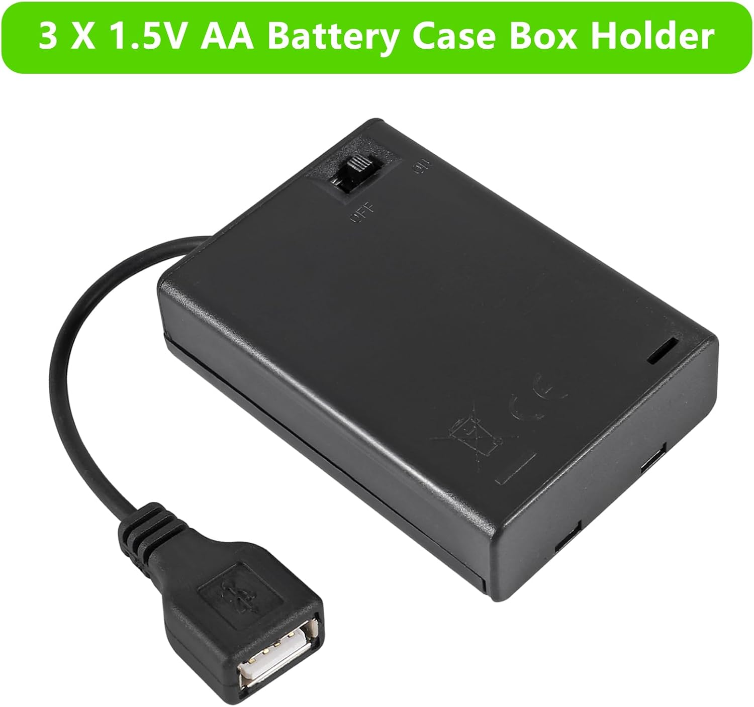 4PCS 3 Slots AA Battery Holder AA Battery Box 4.5V AA Battery Case USB Power Port with Cover On/Off Switch USB Female Socket for Battery Building Block Led Light Kit image number 1