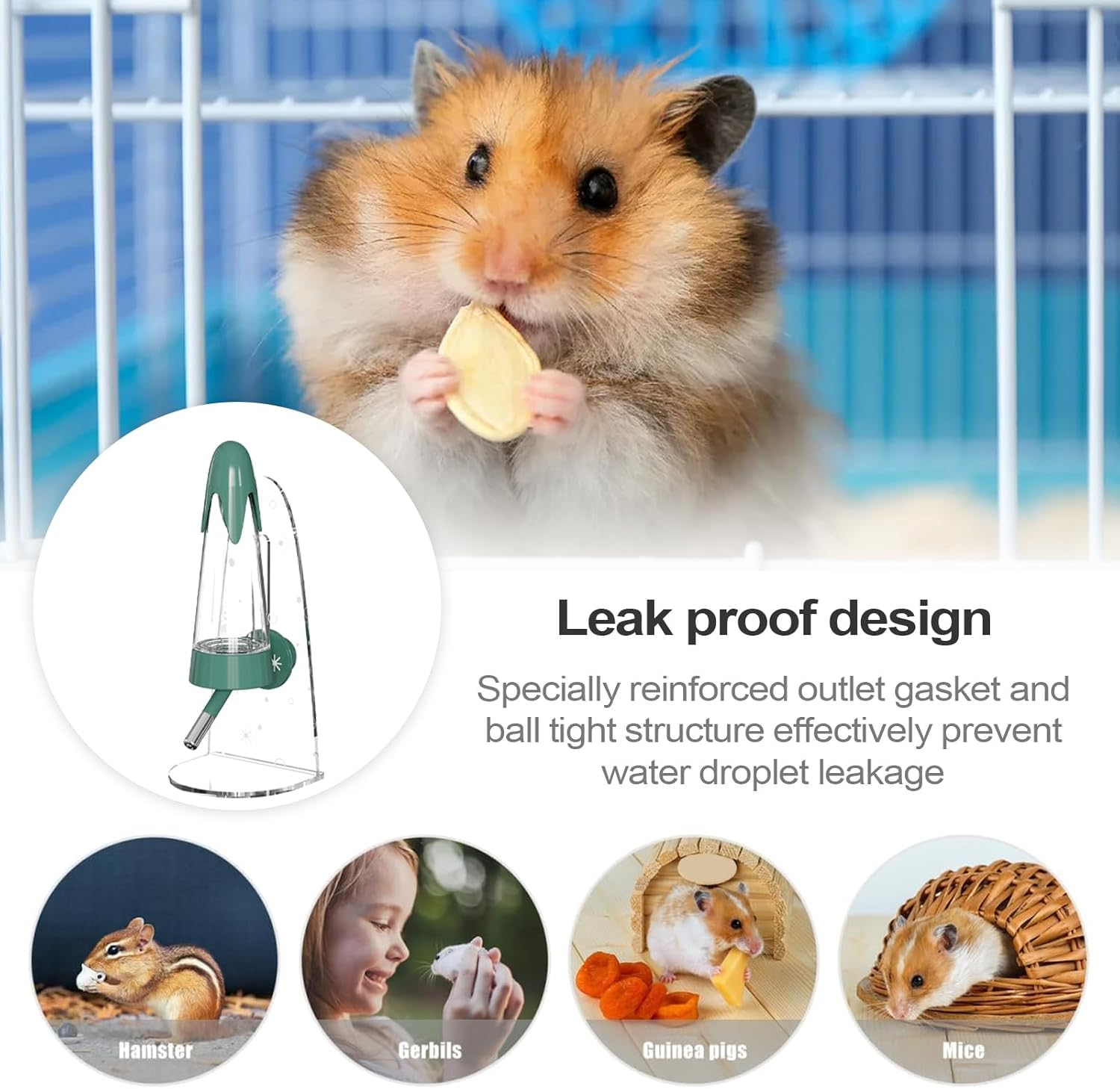 Small Pet Water Bottle,Cage Mounted Water Dispenser | Leakproof No Drip 4.2Oz Feeding Tool for Hedgehogs Feeding Small Animals Drinking Gliders Home Travel Outdoor Use