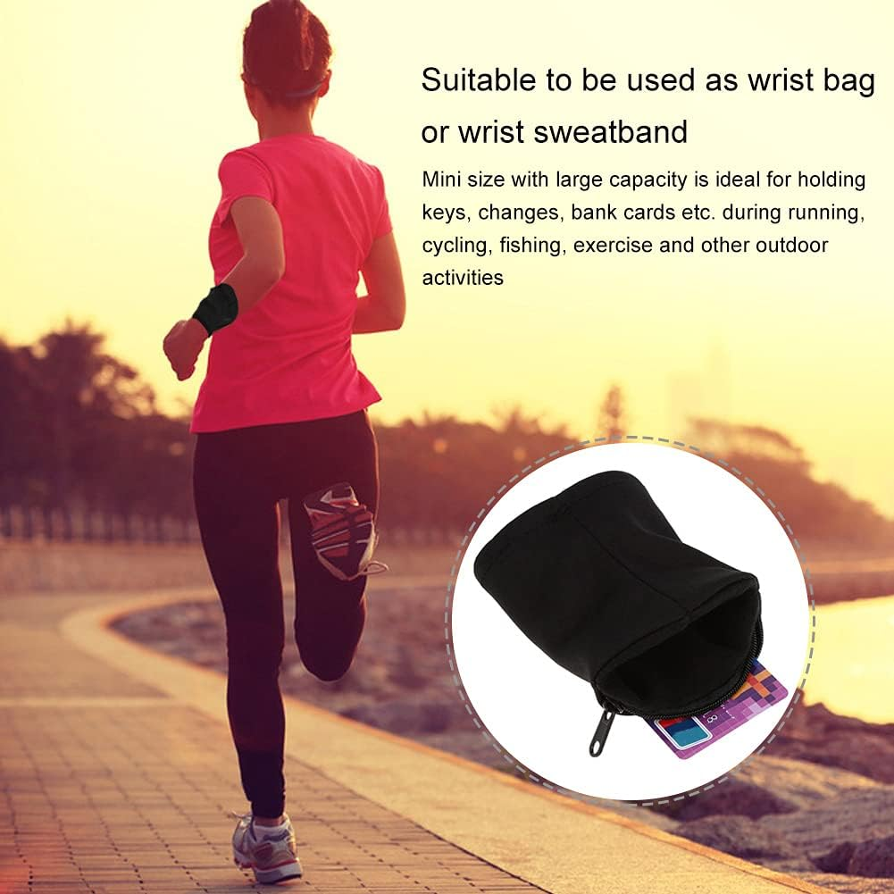 Wristband Wallet, Sports Thick Waterproof Sweatband with Zipper Pocket for Running Walking and Cycling to Hold Cash Card Keys and Id'S, Wrist Band Pouch