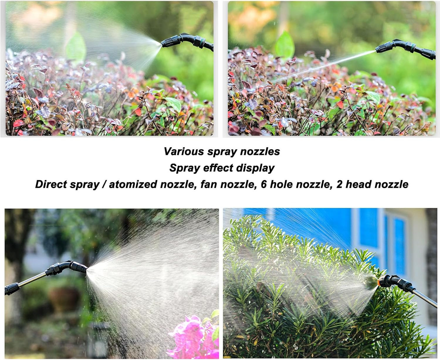 2.1 Gallon Battery Powered Sprayer, USB Rechargeable Electric with 4 Mist Nozzles, Portable Garden Sprayer for Lawn, Cleaning Car (Green) image number 2