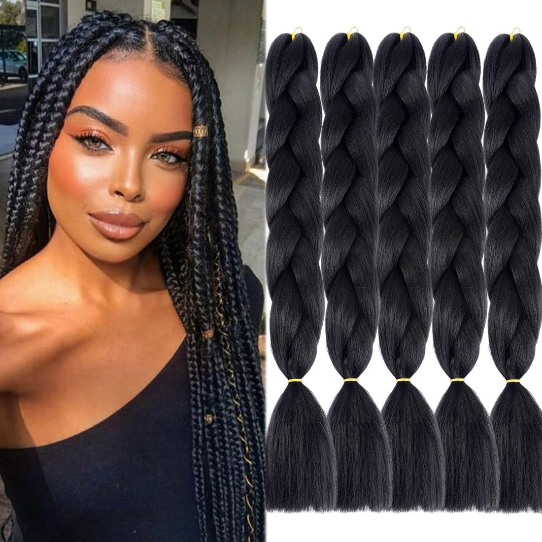 Kanekalon Jumbo Braids Hair Extensions Synthetic Fiber for DIY Box Braiding Hair 3 Packs 61 CM 24 Inch A35 Purple Color