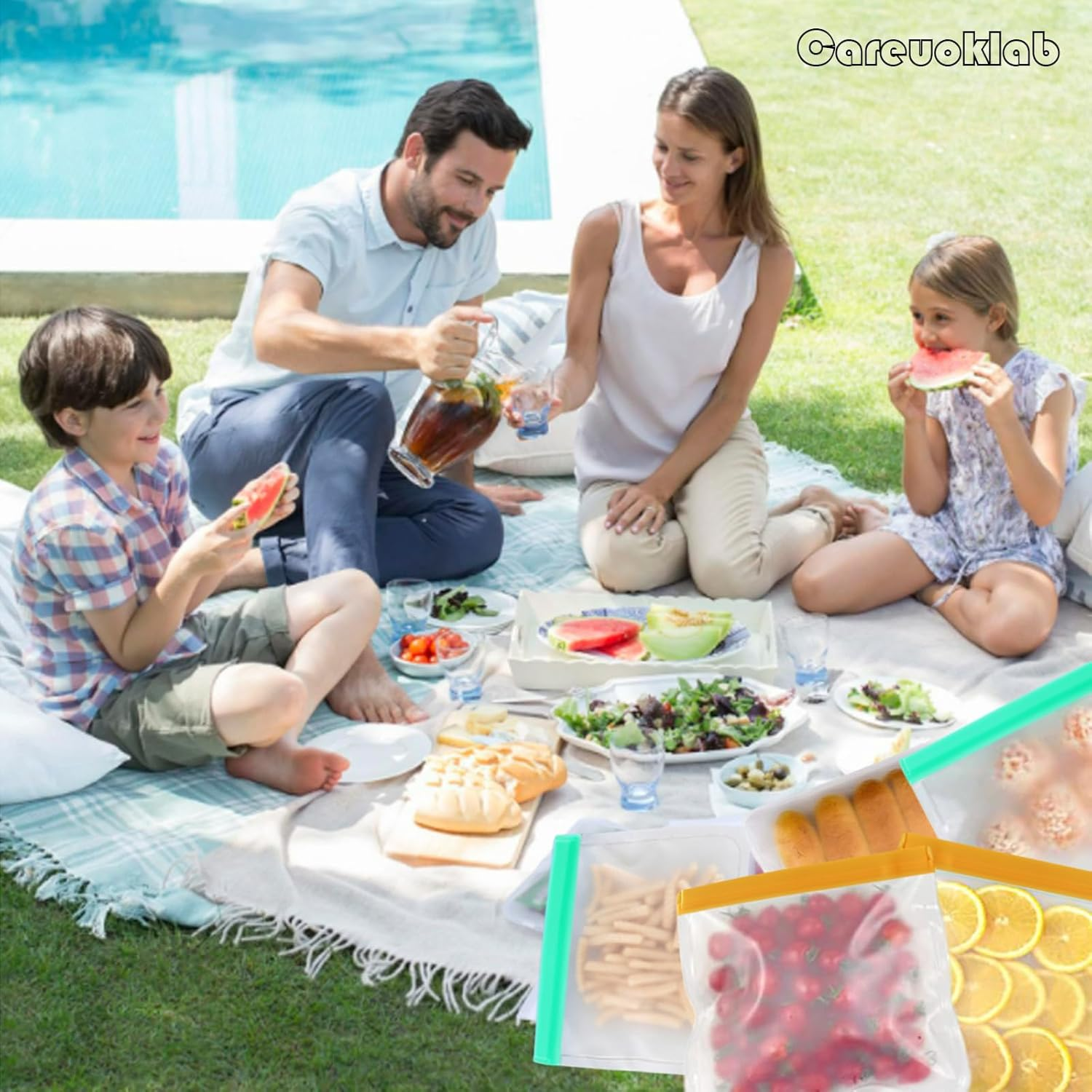 Careuoklab 10 Pack Reusable Food Storage Gallon Bags, Large Capacity Ziplock Organization Freezer Bags, Leakproof BPA Free, Easy Seal & Food Storage Tools Containers for Kitchen (2 Sizes) image number 3