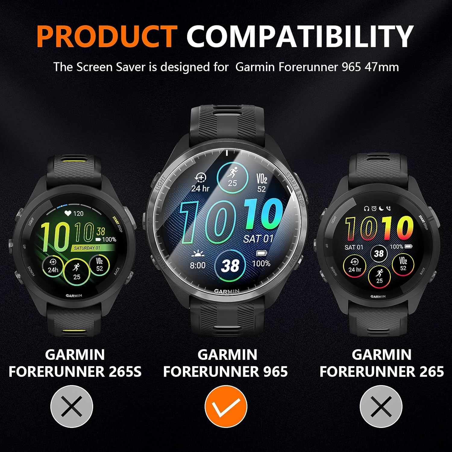 Suoman 6+2 Pack for Garmin Forerunner 965 Screen Protector, TPU High Definition Clear Protective Film(6)+ Silicone Anti-Dust Plugs(2), Full Coverage Flexible Anti-Scratch, No Bubble image number 3