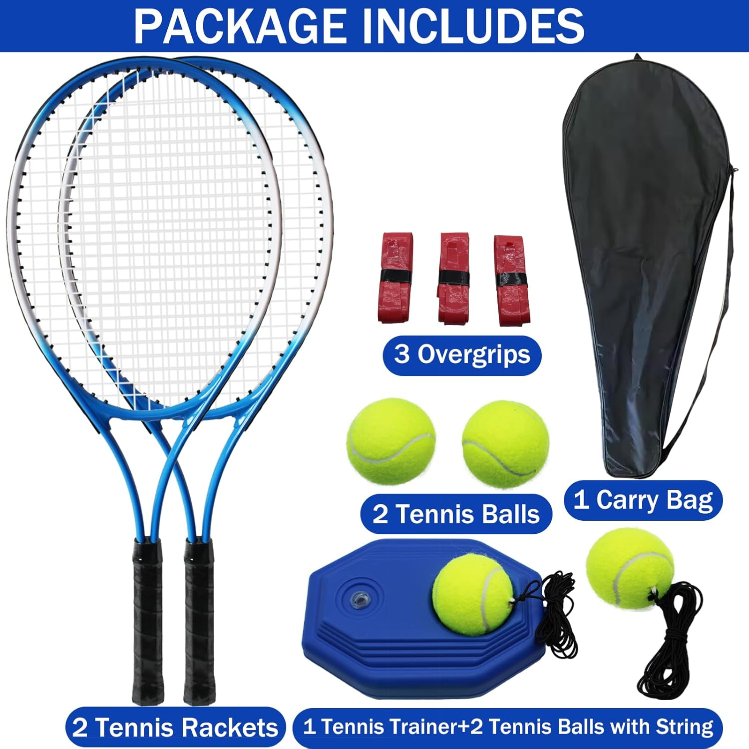 Magicorange Tennis Rackets for Adults 2 Players Recreational Tennis Racquet Set for Beginners and Professional with 4 Tennis Balls, 3 Overgrips, 1 Tennis Bag - Red image number 6
