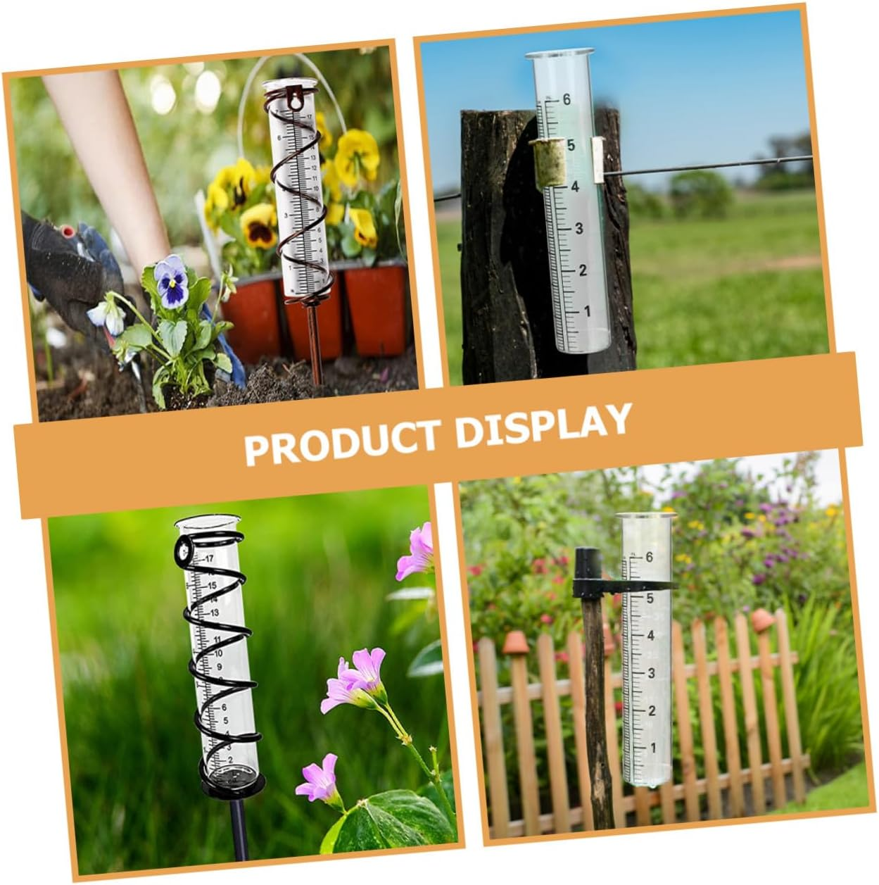 Ifundom 4Pcs Glass Rain Gauge Test Tubes 6-Inch 7-Inch Outdoor Yard Rainfall Measuring Cylinders Scale for Garden and Home Rain Meter Tools image number 1