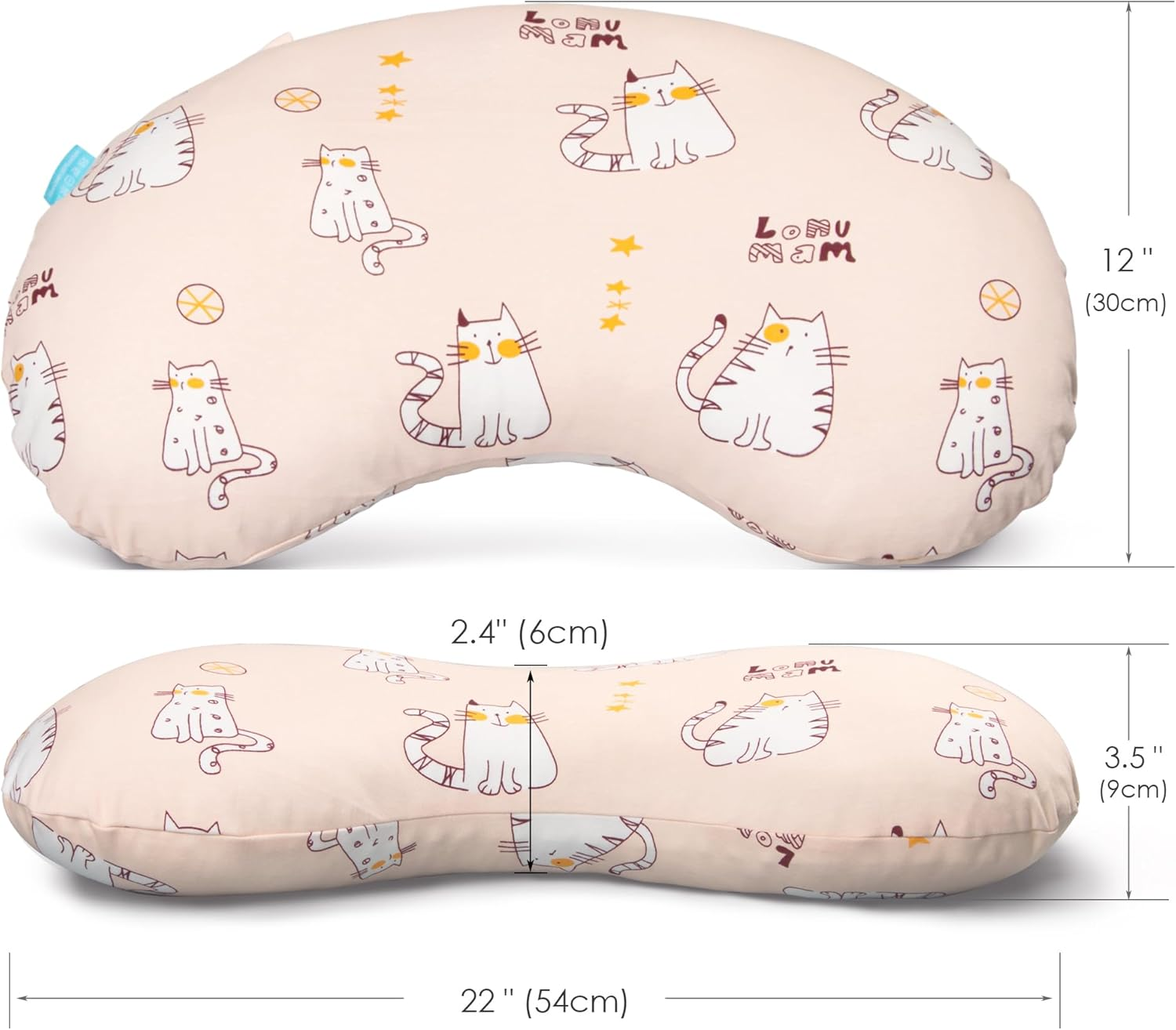 BYRIVER Kids Bed Pillow with Pillowcase for Home and Daycare, Playful Pink Kitten Child'S Pillow for Sleeping