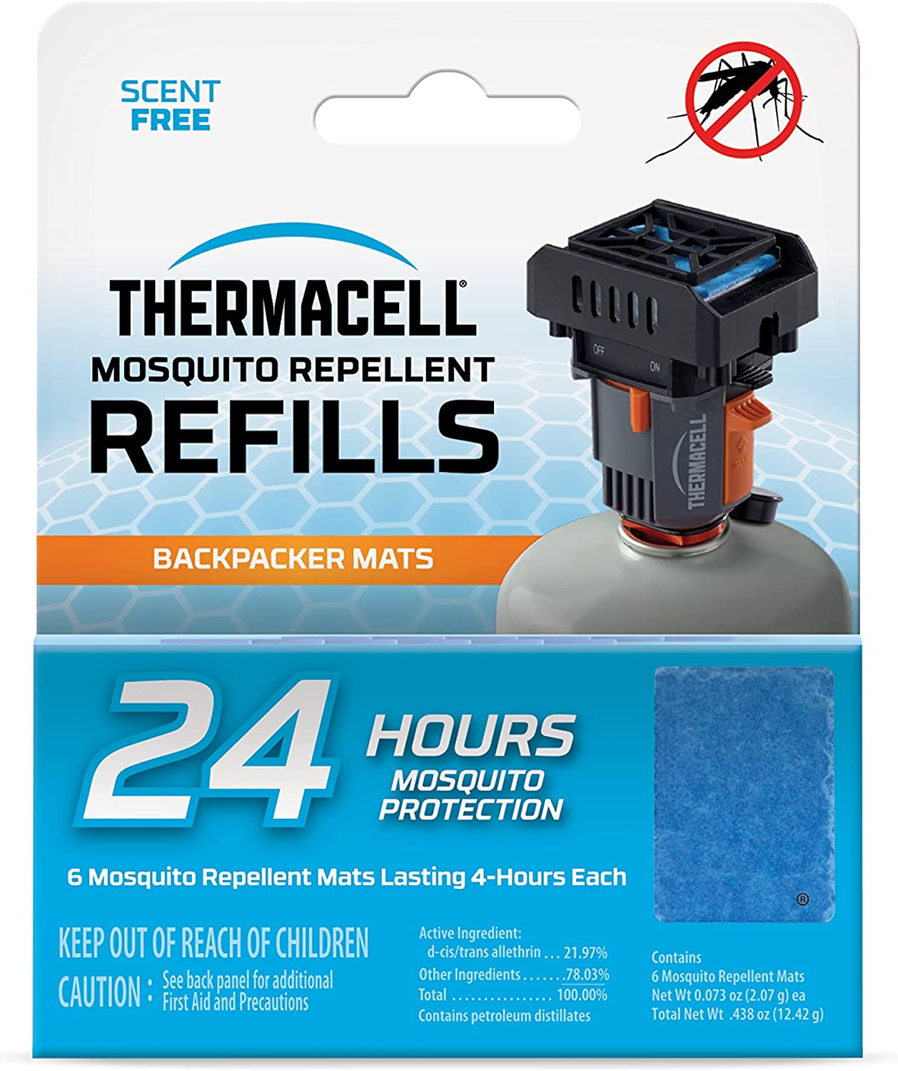 Thermacell Mosquito Repeller Refills, 24-Hour Protection, 21M&sup2; Area of Coverage, Scent-Free, Compatible with the Backpacker, Pack of 6 Mats image number 3