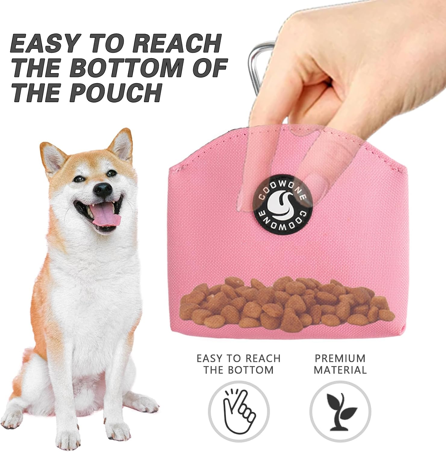 COOWONE Dog Treat Bag with Magnetic Opening - Pink, Small, Minimalist - Blue image number 3