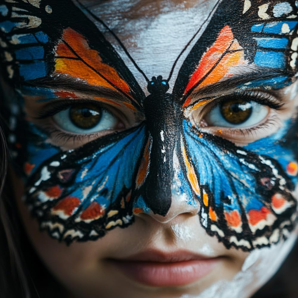 DELORIGIN 2Pcs Face Painting Practice Board Reusable Makeup Practice Mannequin Face Painting Exercise Template Stage Painting Tool Facial Painting Supplies for Beginner (Braid Girl Straight Hair Girl) - Braid Girl Straight Hair Girl image number 4