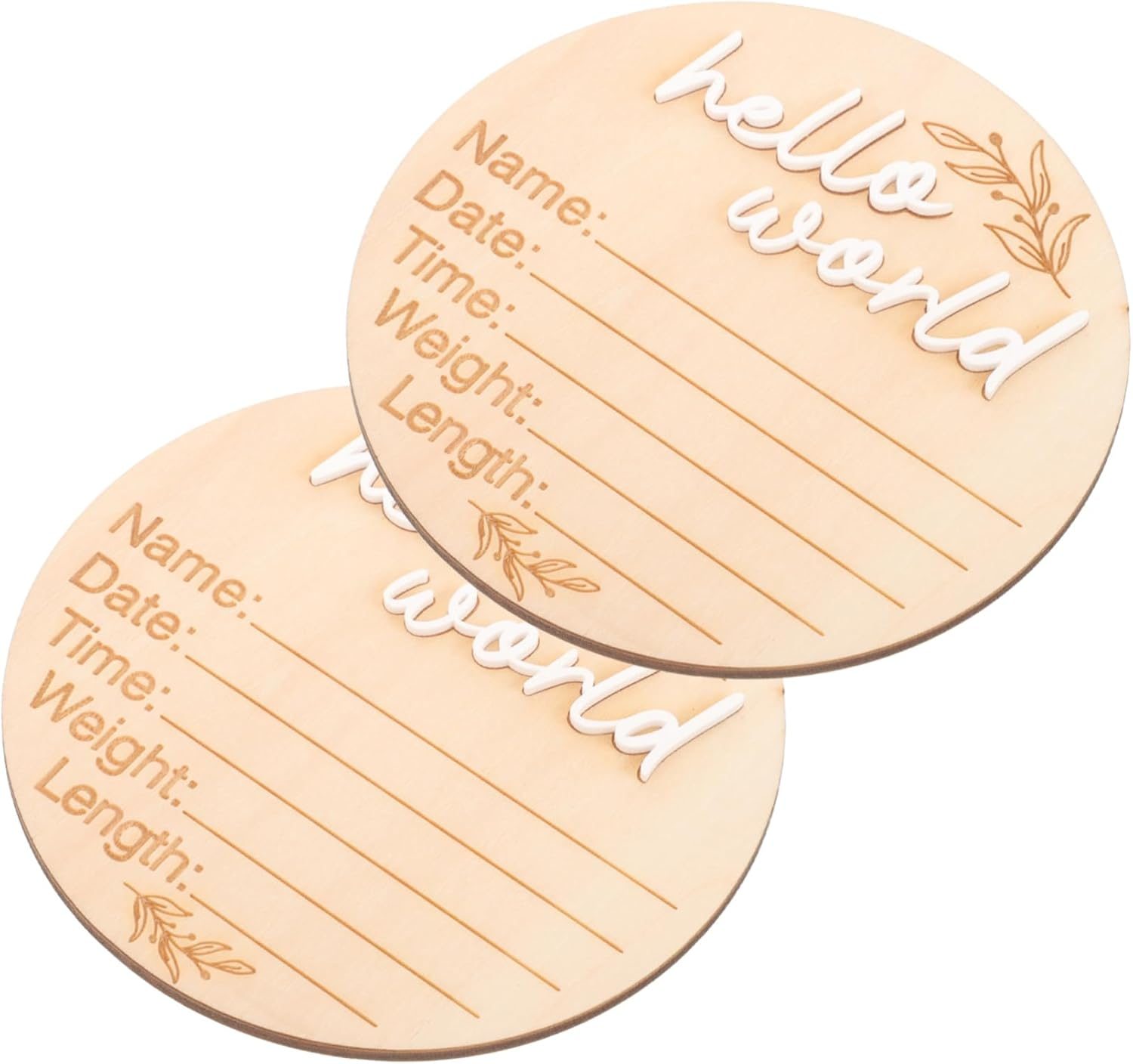 TIDTALEO 2Pcs Natural Wood Birth Announcement Signs Newborn Name Plaques for Nursery Decoration Milestone Photo Props Safe Sturdy Growth Record Boards