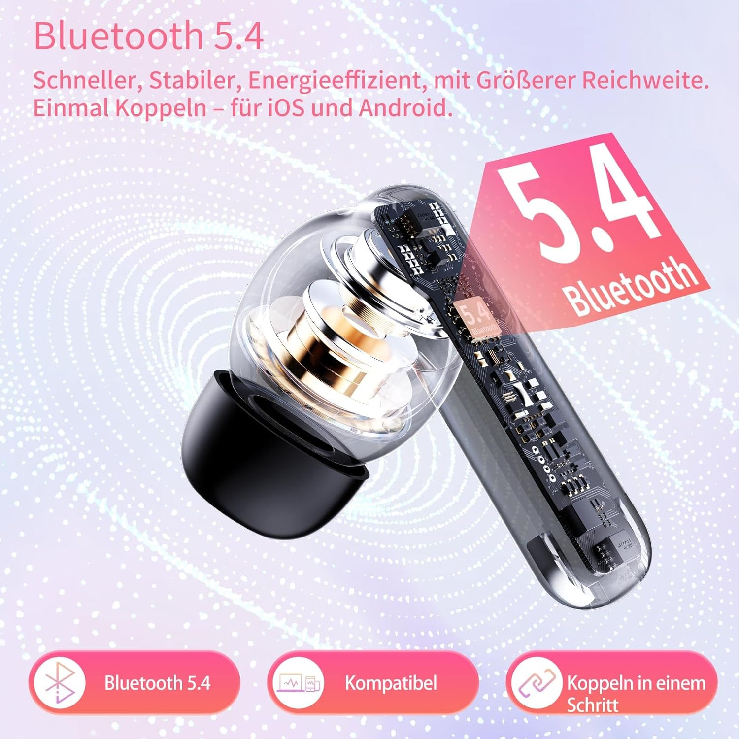 EXZHIG Bluetooth Headphones, Wireless Bluetooth 5.4 Headphones image number 4