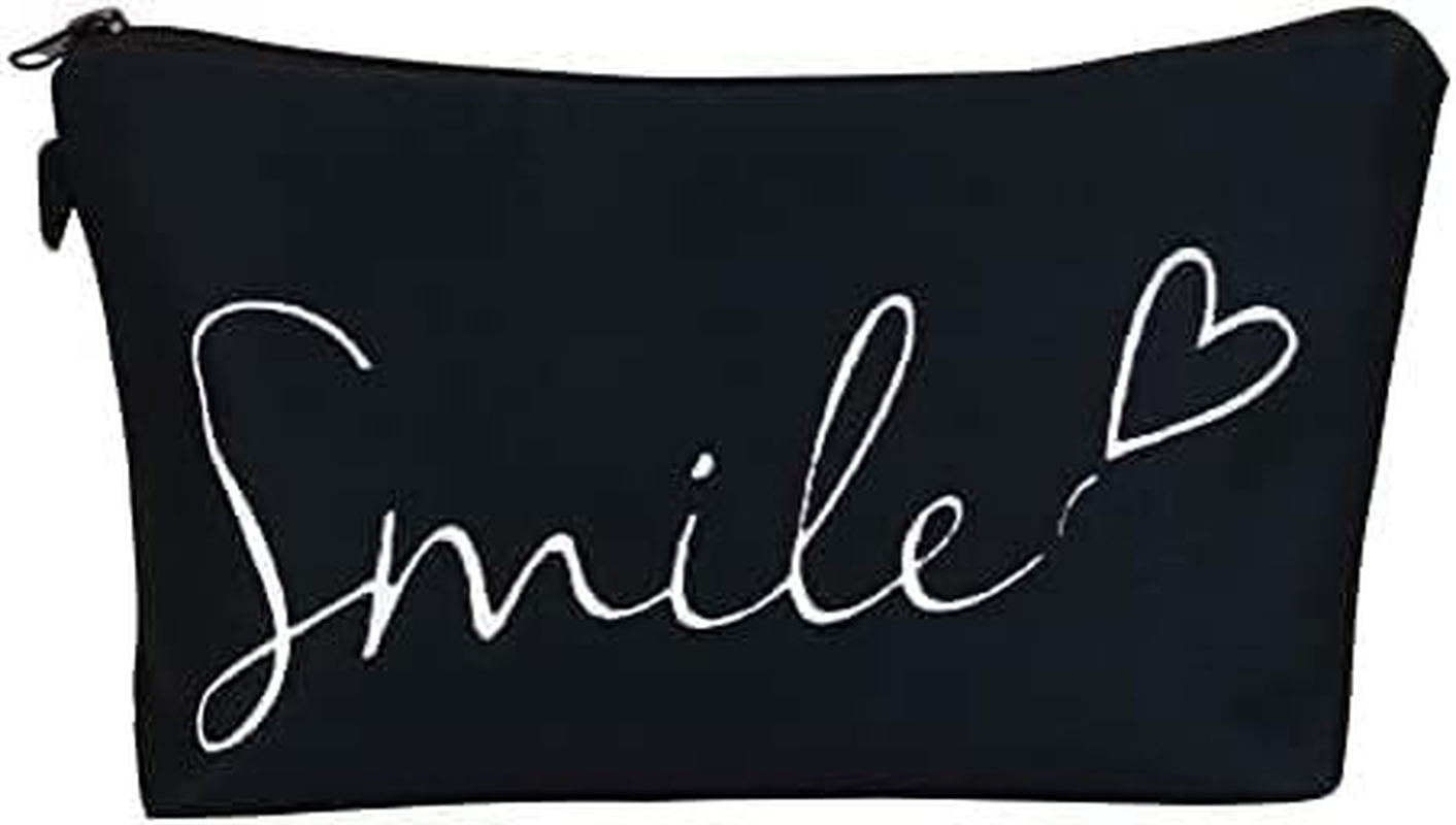 Travel Makeup Case Small, Cosmetic Zipper Bag Waterproof Small Pouch for Purse Mini, Women Cute Traveling Accessories Pouch for Ladies(Stripes Cherry) - Flowers image number 6