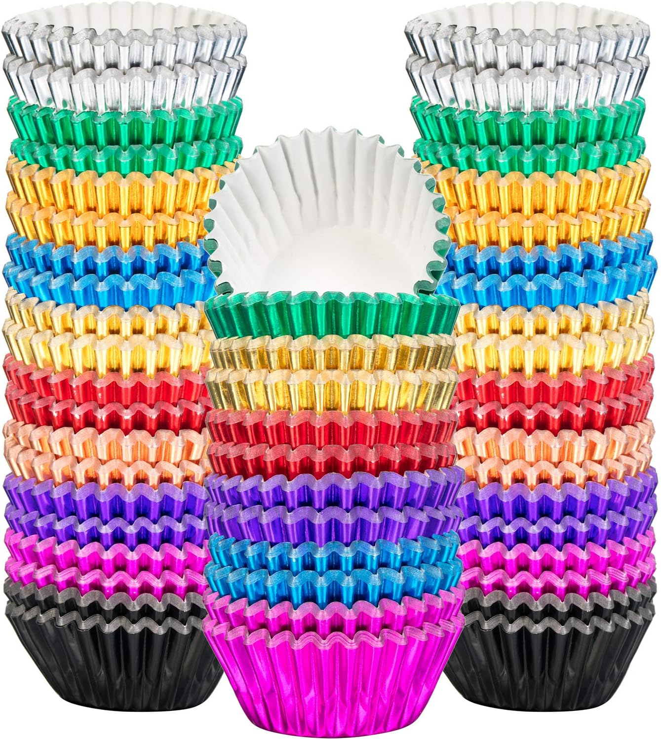 Sumind 400 Pieces Mini Foil Cupcake Liners Baking Cups, Metallic Cupcake Liner for Holiday Baking Muffin and Cupcakes(Red)