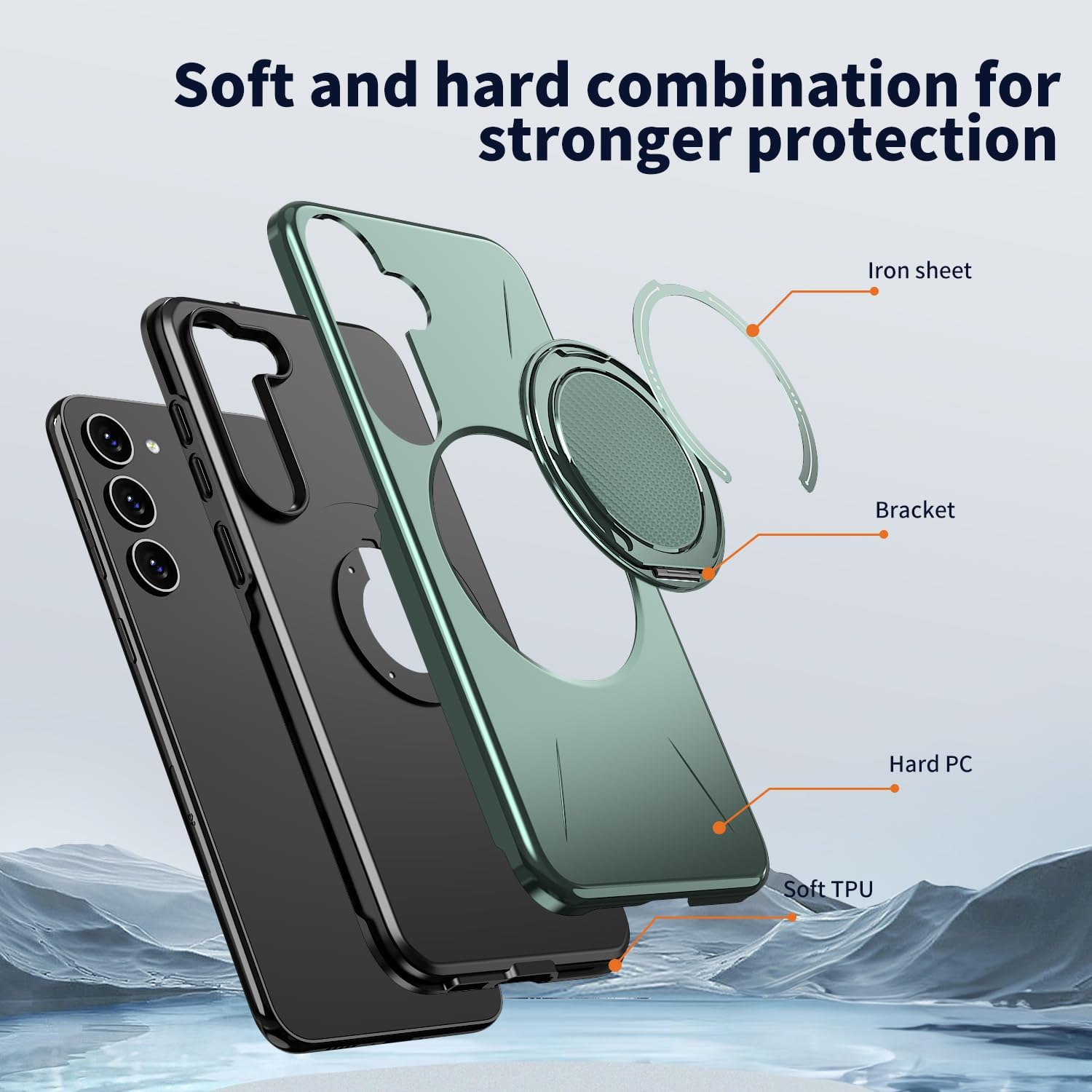 Asuwish Phone Case for Samsung Galaxy S23 plus S23+ 5G Magnetic Cell Cover with Screen Protector and Shockproof Hybrid Stand Ring Hard Holder S23Plus 23S + S 23 23+ SM-S916U 6.6 Inch Women Men Green image number 2