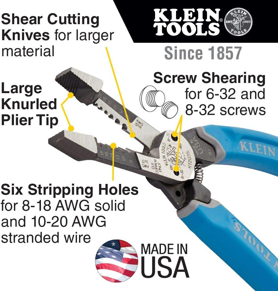 Klein Tools K12035 Klein-Kurve Wire Cutters, Heavy Duty Wire Stripping Tool, Made in USA image number 4