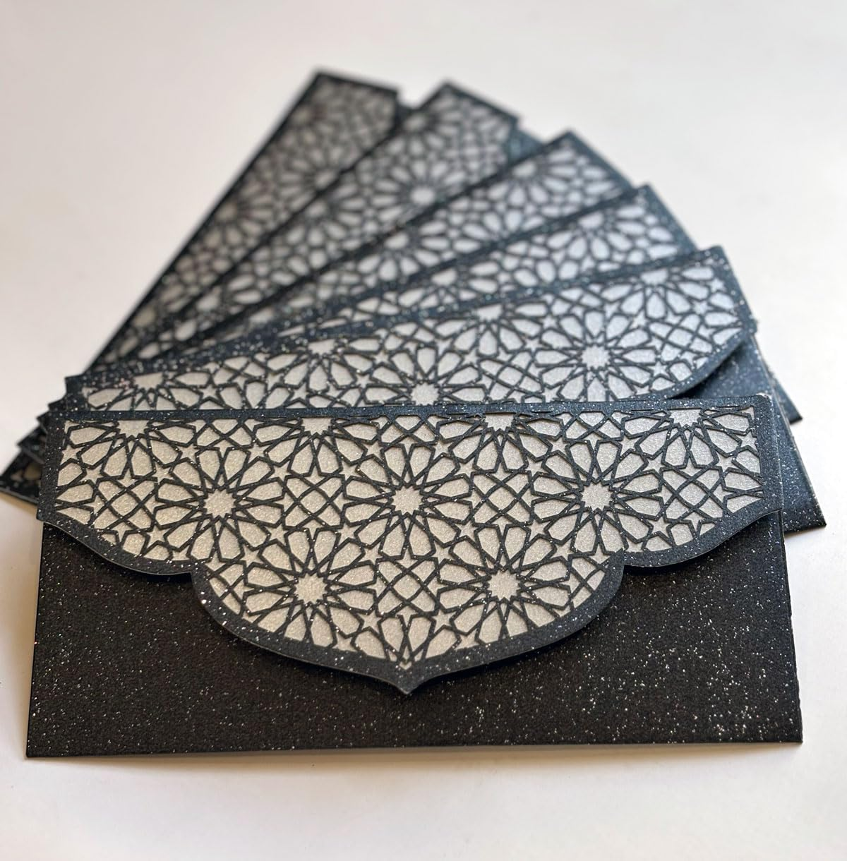 Laser Cut Shagun Lifafa/Money Gift Envelope for Christmas, Wedding, Birthday, Diwali, Eid, Gifting (Glittery Black) image number 1