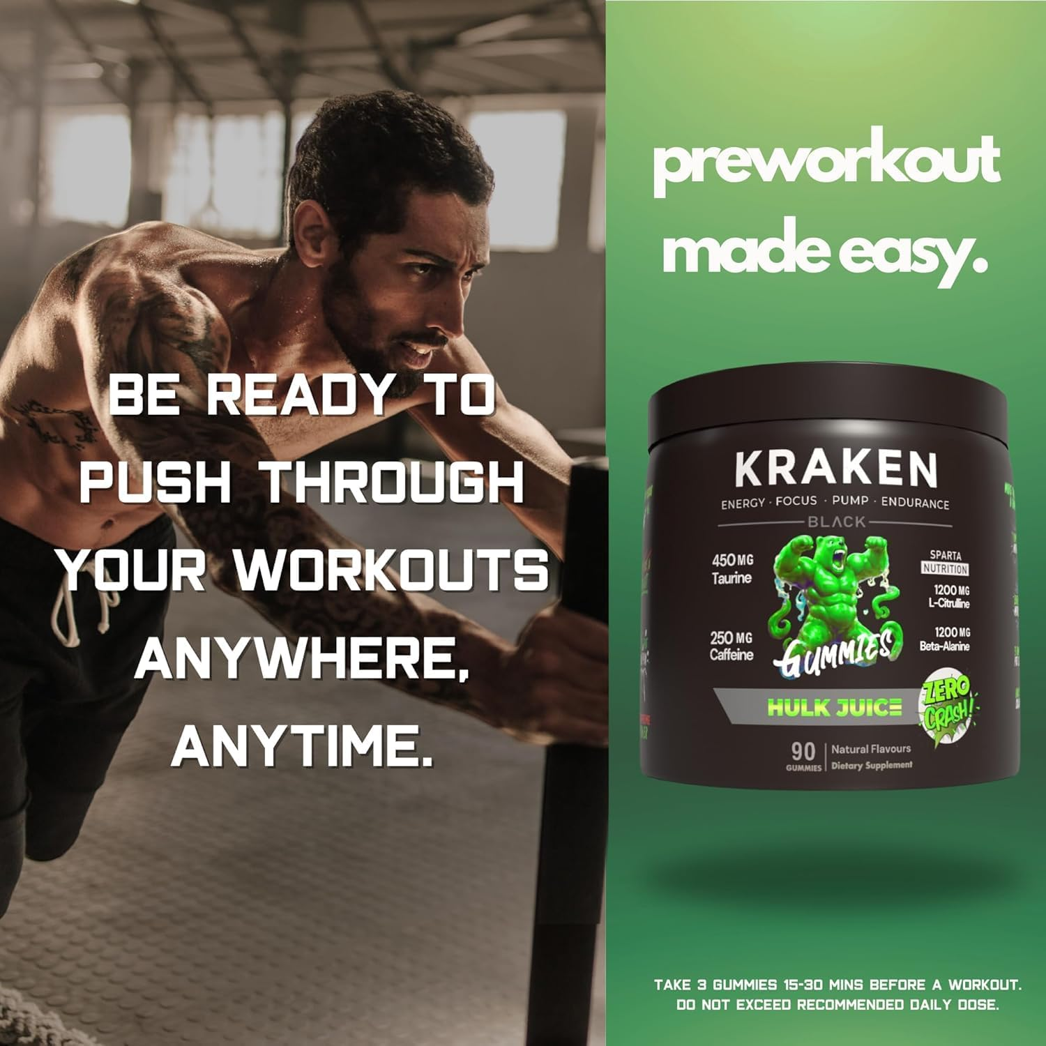 Pre Workout Gummies, Laser Focus, Muscle Pump & Volumizer, 250Mg Caffeine, 450Mg Taurine, 150Mg English Walnut Extract, 1200Mg Citrulline, 1200Mg Beta Alanine, 20 Calories image number 1