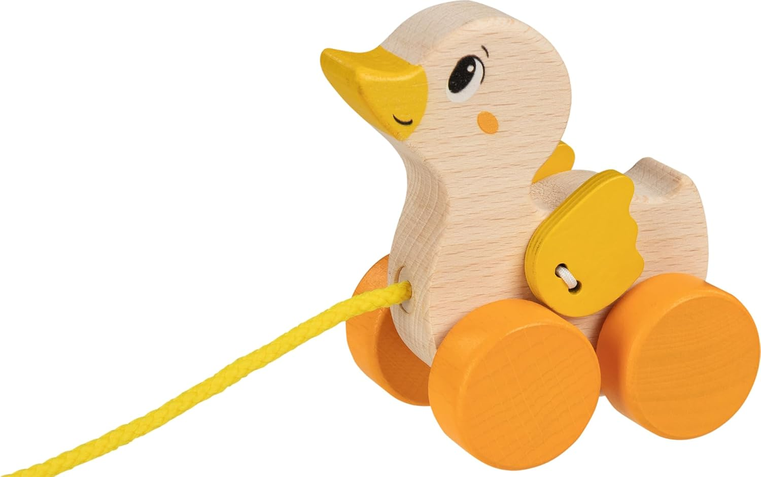 Goki 54884 Pull-Along Animal Duck Toy, Yellow image number 1