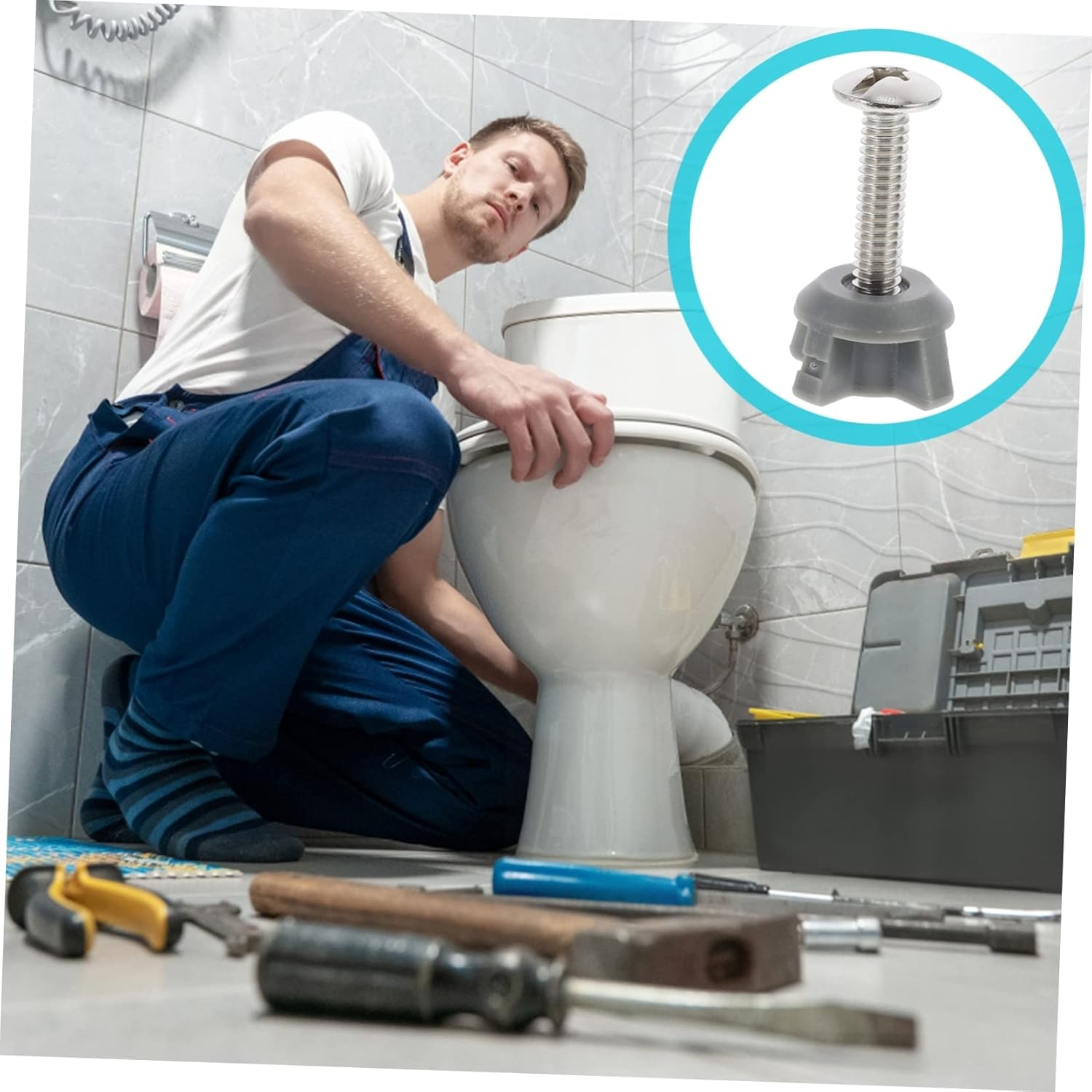 TEHAUX 2Pcs Toilet Seat Expansion Screws Fixing Screws for Easy Installation and Connection Replacement Accessories for Toilet Seats Grey Color image number 6