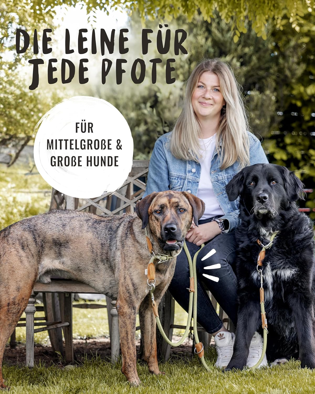 Rudelk&ouml;nig Emma Dog Lead 2.30 M - Adjustable Dog Lead for Medium and Large Dogs - Elegant Rope Lead in Khaki image number 4