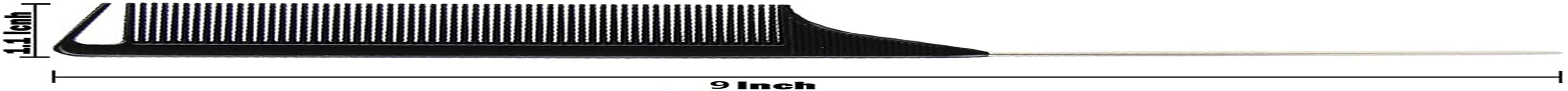 3 PCS Black Tail Combs,Carbon Fiber Stainless Steel Pintail Comb and Heat Resistant Teasing Comb,Metal Parting Combs for Hair Styling Barber Salon Hairdressing Tools image number 4