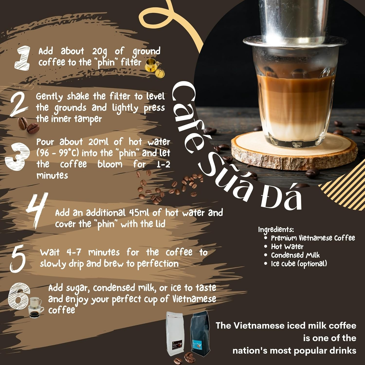 Vietnamese Standard Blend Coffee - Ground - 1Kg, Authentic Vietnamese Blend for Bold, Aromatic Coffee Lovers image number 2