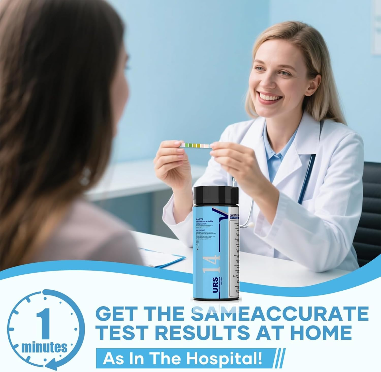 Urine Test Strips, 14 Parameters for Comprehensive Health Analysis, Urinalysis Test Strips for UTI Ketone, Ph, Glucose, Nitrite, Leukocytes & More to Help Monitor Your Health at Home image number 1
