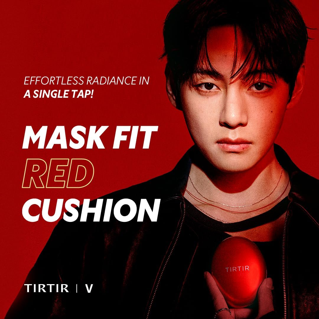 TIRTIR Mask Fit Red Cushion Foundation | Full Coverage, Weightless, Skin Fit, Satin Glow Finish, Korean Makeup Cushion Foundation (#28N Oat, 0.63 Fl Oz)
