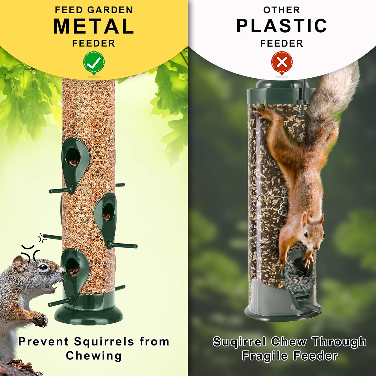 FEED GARDEN Metal Tube Bird Feeders for Outdoors Hanging, 6-Port Bird Feeder for Outside, Finch Feeders for Outside, Squirrel Proof Bird Feeders with Heavy Duty Metal Lid, Chew-Proof image number 1