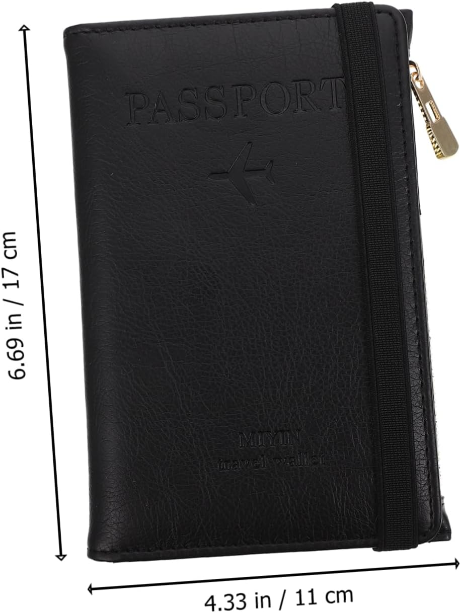OATIPHO Passport Bag Pu Shell Protective Cover Cardholder Passport Cover for Travel Document Holder Simple Design Cards Organizer and Cards image number 6