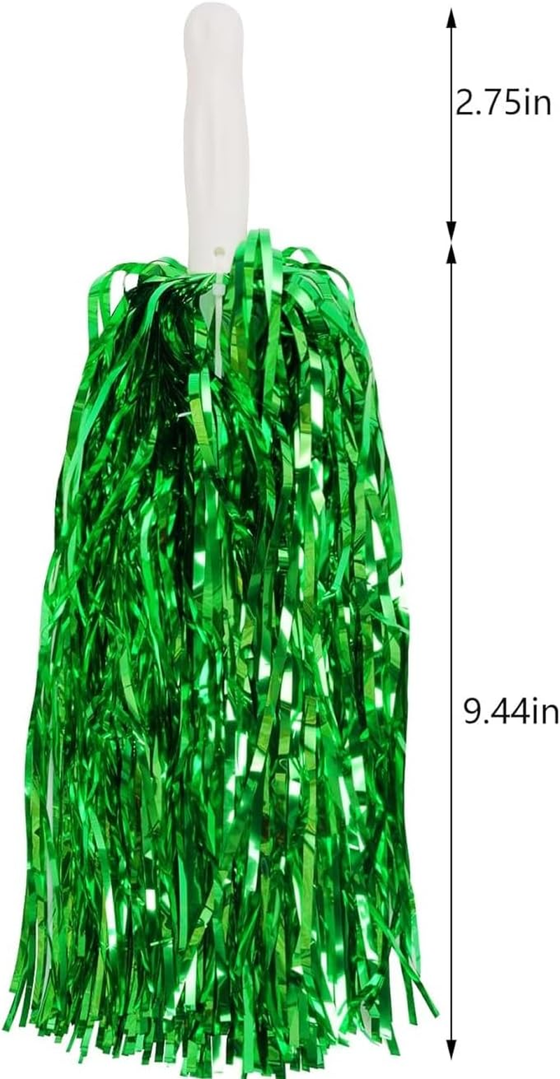 7Pairs/14Pcs Cheerleading Balls Colorful Metal Foil Hand Flower Cheerleading Balls with Plastic Handles Suitable for Various Sports Competitions Dance Cheerleading Team Spirit image number 3