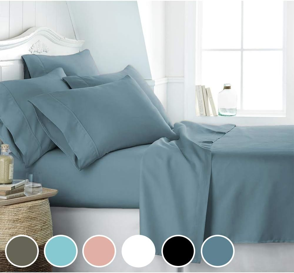 2000TC Bamboo Cooling Ultra Soft Breathable Sheet Set (Ocean Blue, King Single) image number 2