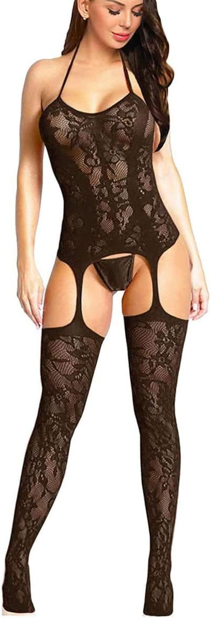 Buitifo Fishnet Bodystocking plus Size Crotchless Bodysuit Lingerie for Women