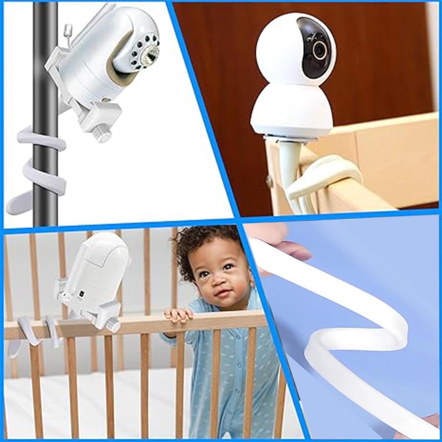 Roczential Universal Baby Monitor Mount, Portable & Travel-Friendly Holder for Infant Optics DXR-8, Arlo, Vtech, Motorola, ANMEATE, Sturdy Safe Adjustable Stand with Perfect Viewing Angle