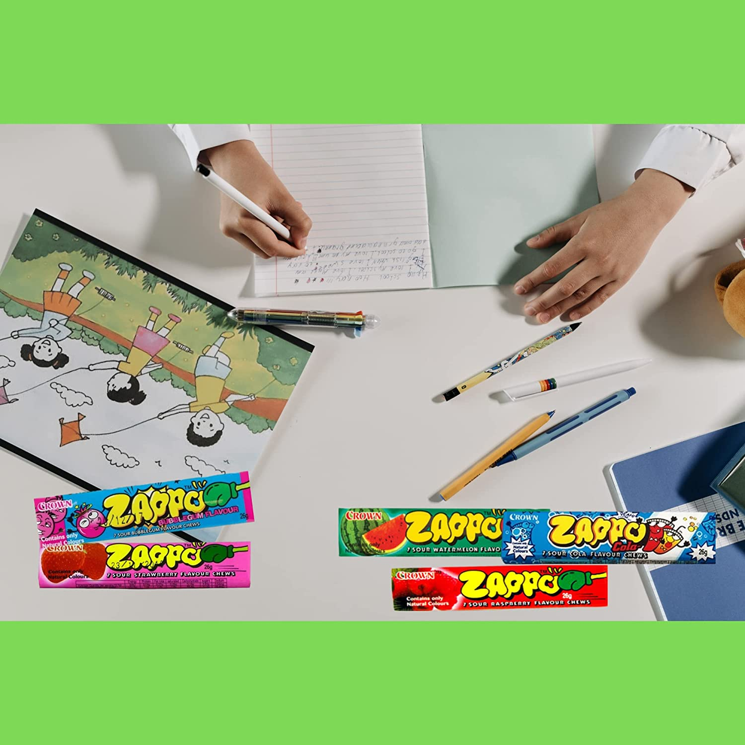 Zappo Chews Variety Pack - 21 Assorted Flavours - All-Natural Coloured Chews - 26G per Pack - Bulk Value Pack for Parties, Holidays, Games and Movie Nights, and Halloween Treats - Classic Sweets in a Box image number 6