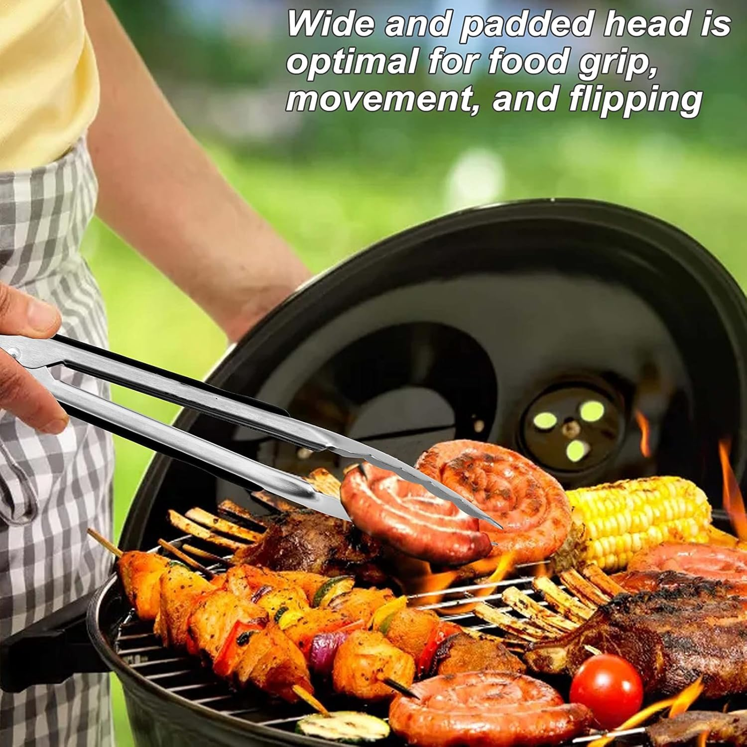 3 Pack Kitchen Tongs, 9/12/14 in Cooking Tongs, High-Quality Silicone Is Bpa-Free, Heat-Resistant, and Non-Stick, Stainless Steel Tongs, for Food, Salads, and Barbecue/Grilling, Buffet image number 4