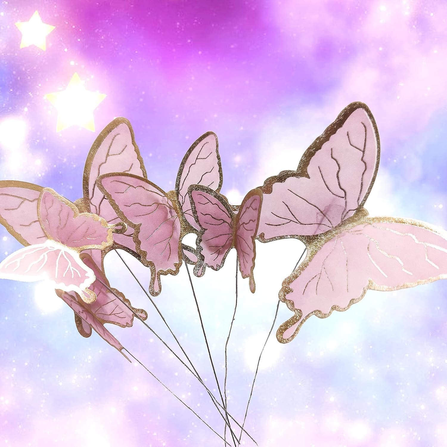 Butterfly Cake Toppers Decorations - 1 Big Happy Birthday Cake Topper & 15Pcs 3D Pink Gold Butterfly Cupcake Toppers - Butterfly Party Supplies for Baby Shower Birthday Decorating image number 1