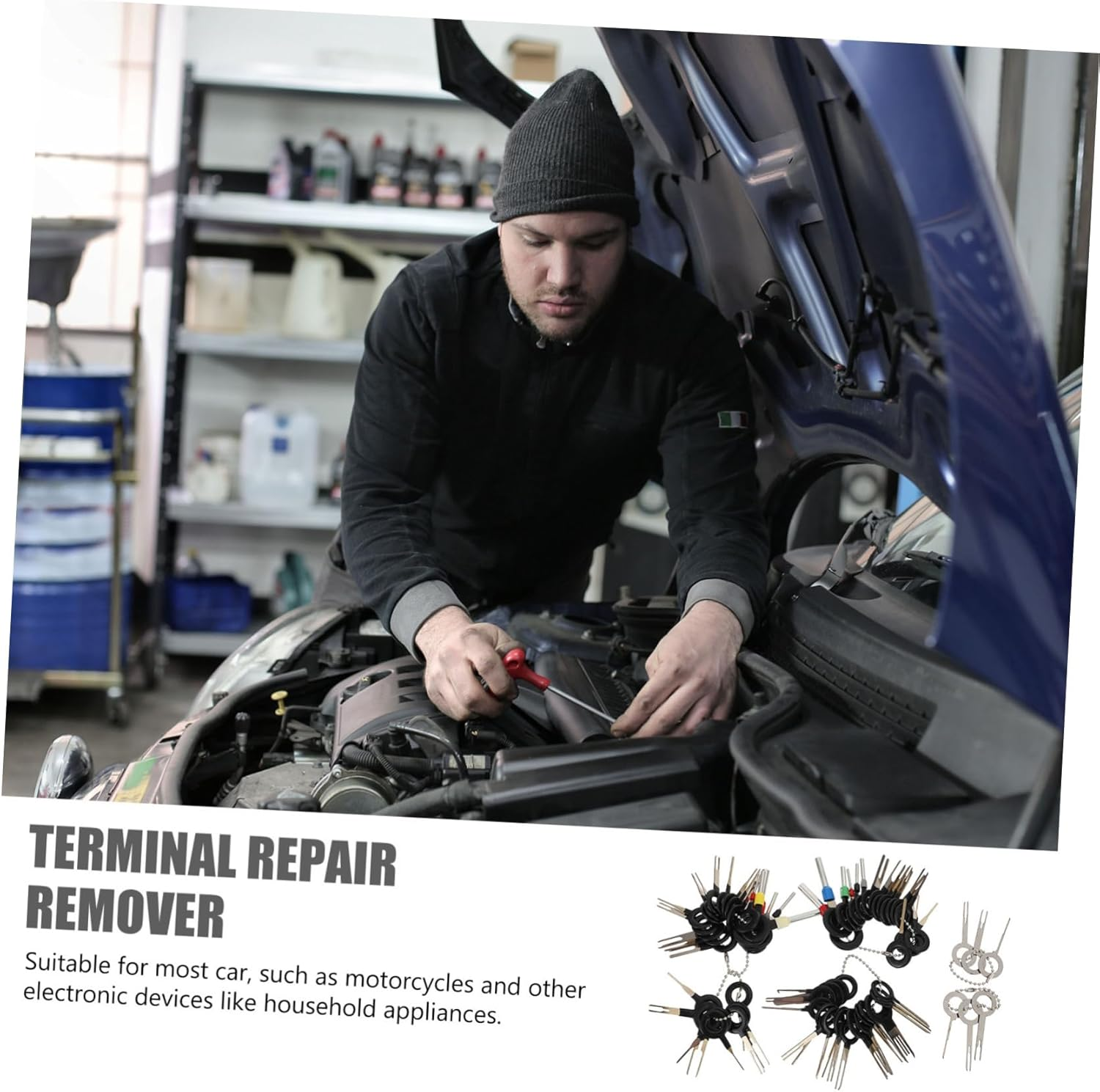 DINHEAROM 73Pcs Automotive Terminal Pin Remover Kit Car Connector Terminal Tool Extractor Puller Repair Remover Lug Crimper Wire Gel Connector image number 4