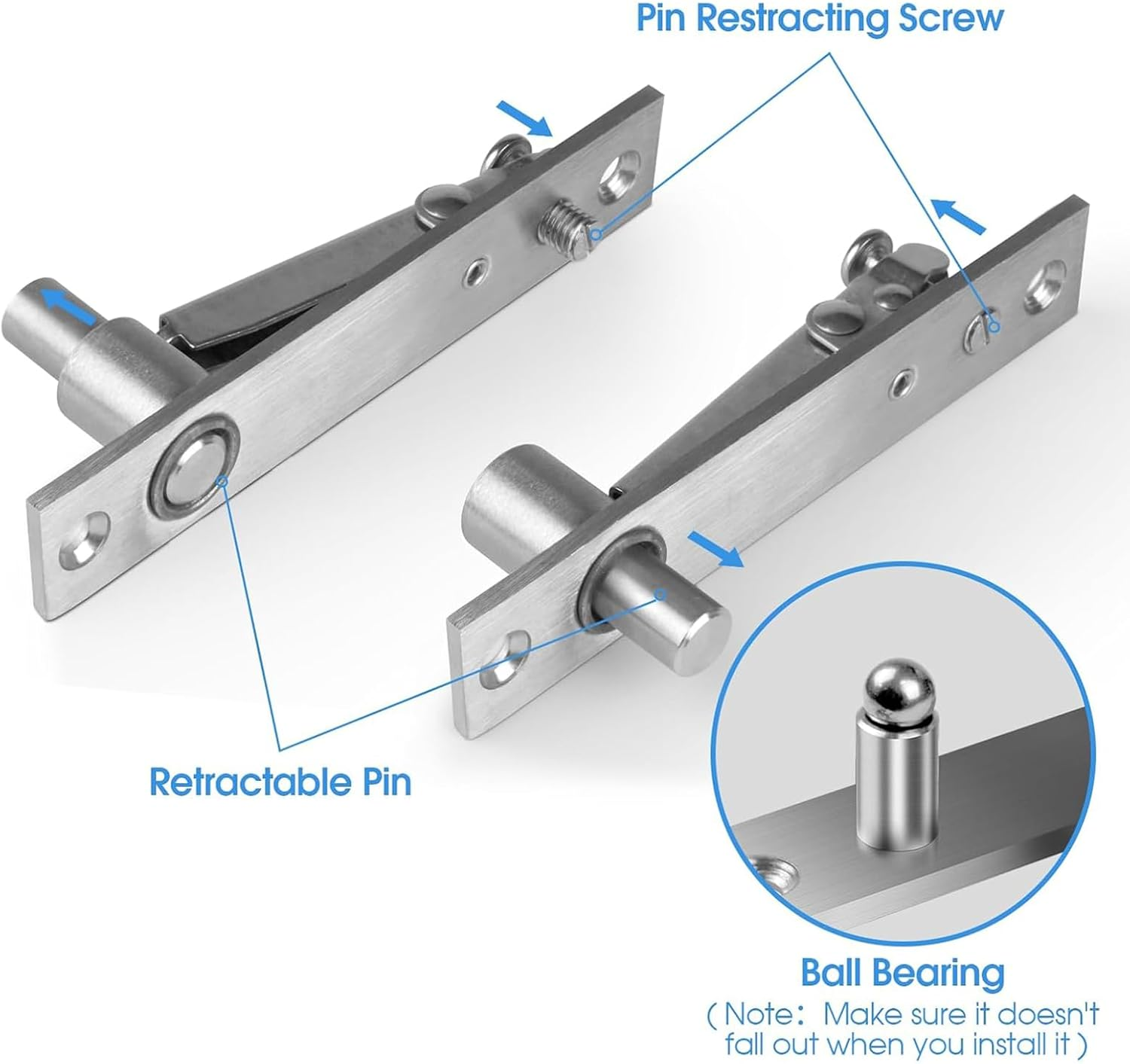 Nlvnmv Door Pivot Hinges, Heavy Duty 360&deg; Rotation Stainless Steel Pivot Hinge for Wood Doors, Invisible Door Hardware for Bookshelves & Secret Rooms image number 1