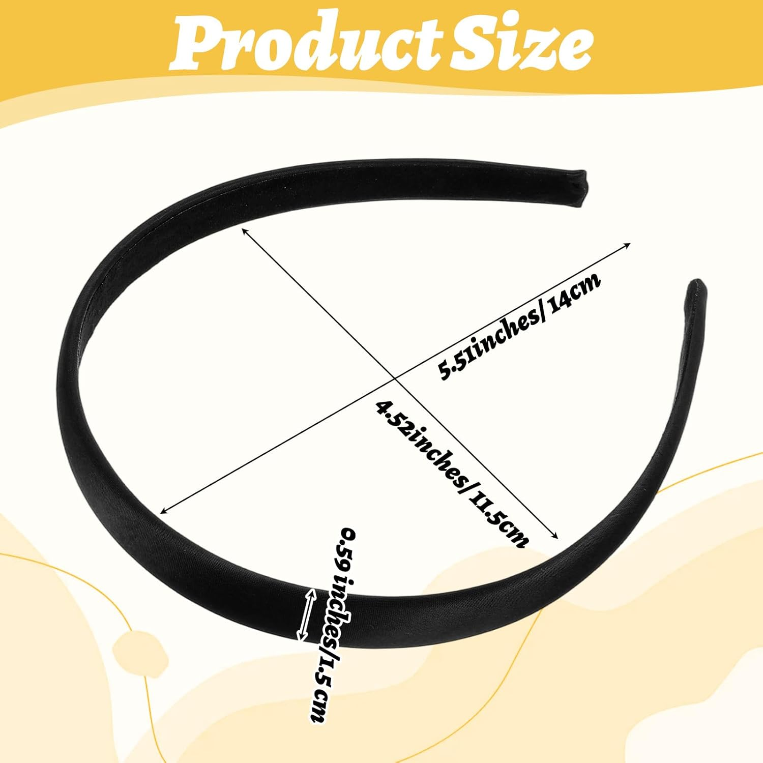 Pack of 2 Women'S Black Headpieces Satin Headbands Plain Headbands Non-Slip Hair Accessories Simple Fashion Headband for Women Girls Men DIY Styling image number 2