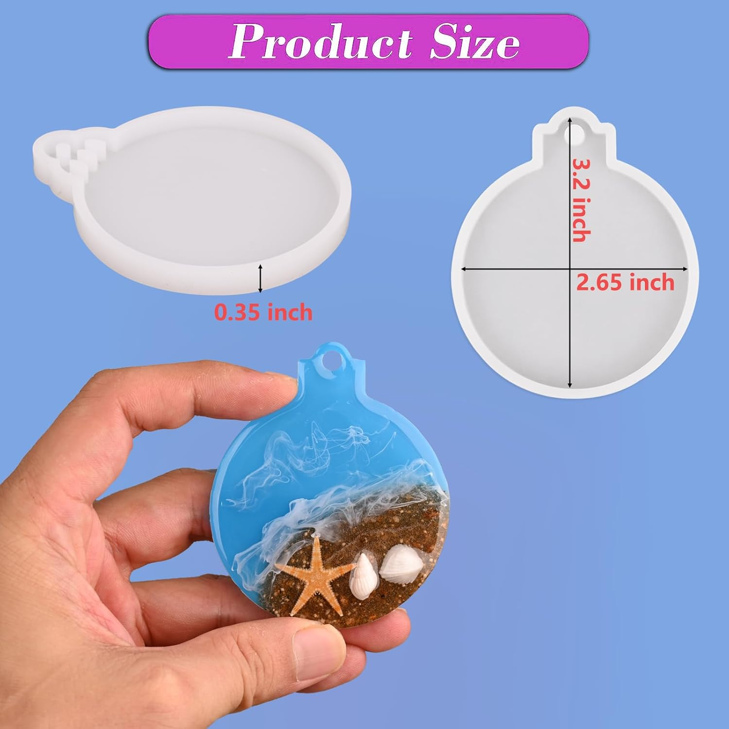 8 Pack Christmas Resin Molds, 2 Styles round Silicone Pendant Molds, Xmas Ornaments Molds for Epoxy Resin Casting Christmas Tree Pendant Gift Home Decoration