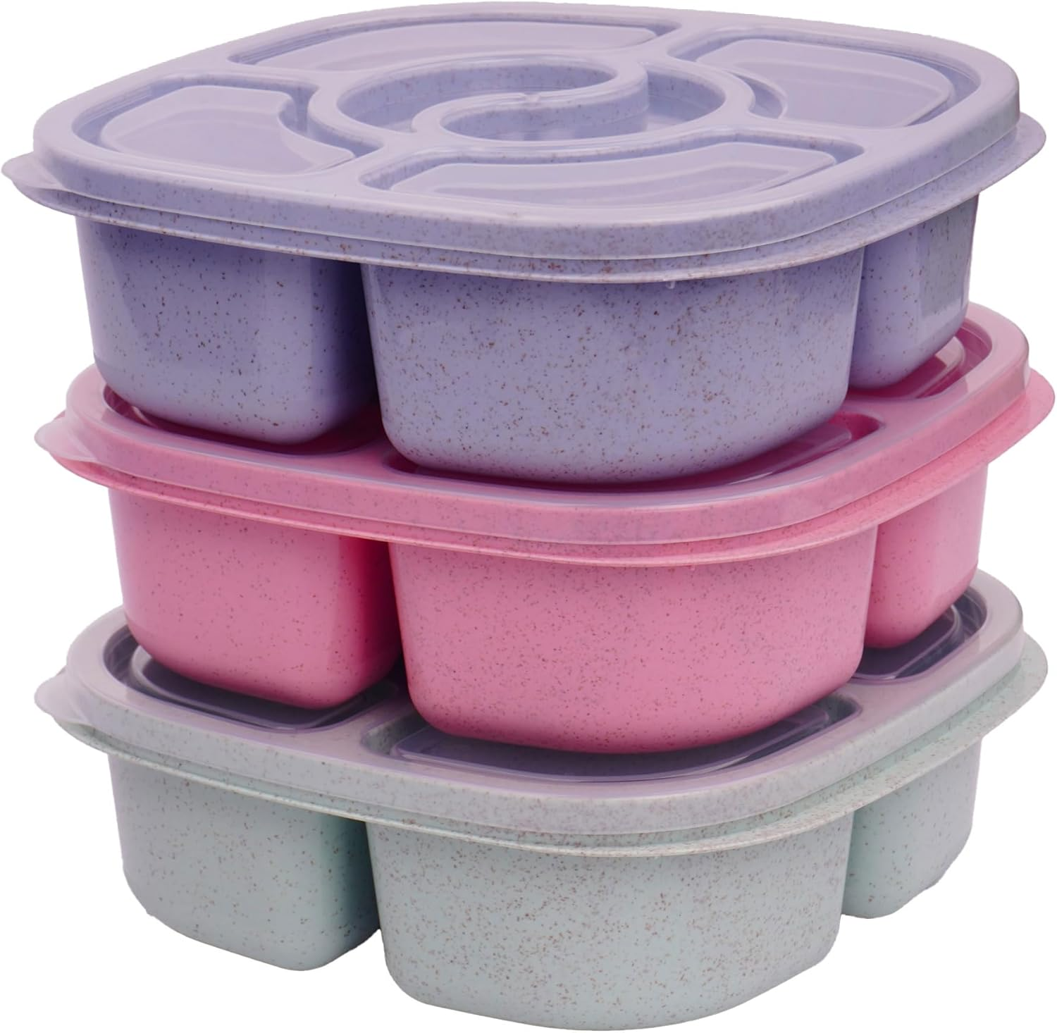 4 Pack Bento Lunch Box, 4 Compartment Meal Prep Containers, Lunch Box for Kids, Durable BPA Free Plastic Reusable Food Storage Containers - Stackable, Suitable for Schools, Companies,Work and Travel image number 3