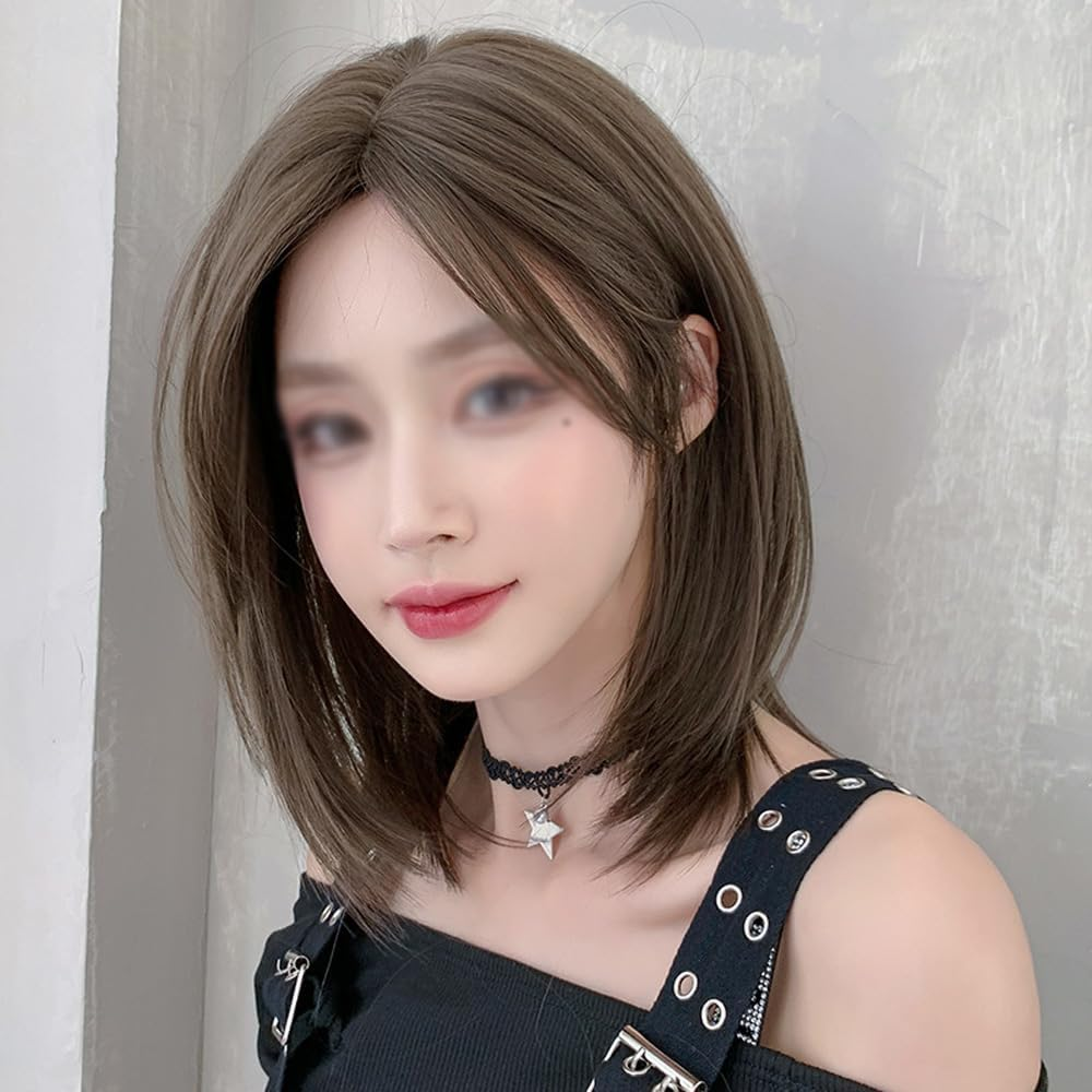 CENPEK Short Straight Wigs, Medium Length Clavicle Hair, Straight Hair with Middle Parting, Fashion Wig image number 2