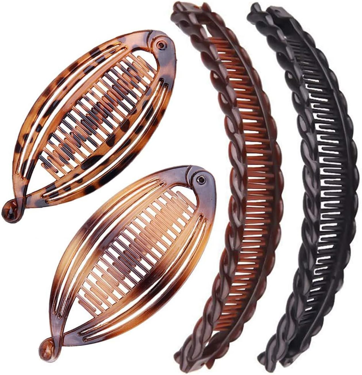 4 Pieces Banana Hair Clips Classic Clincher Combs Large Double Comb Banana Clip Banana Fishtail Hair Clip for Women Girls image number 5