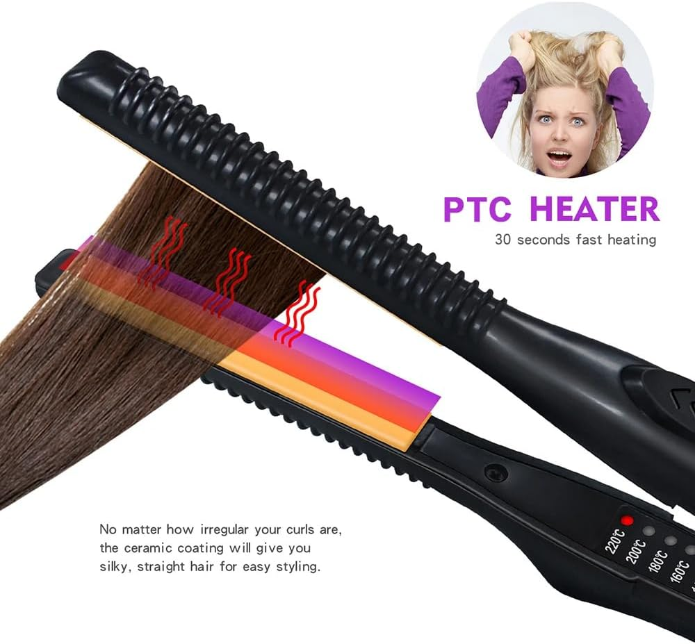 2 in 1 Hair Straightener, Ceramic Hair Curler with Adjustable Temperature, Professional Superfine Styling Tools for All Hair Types image number 5