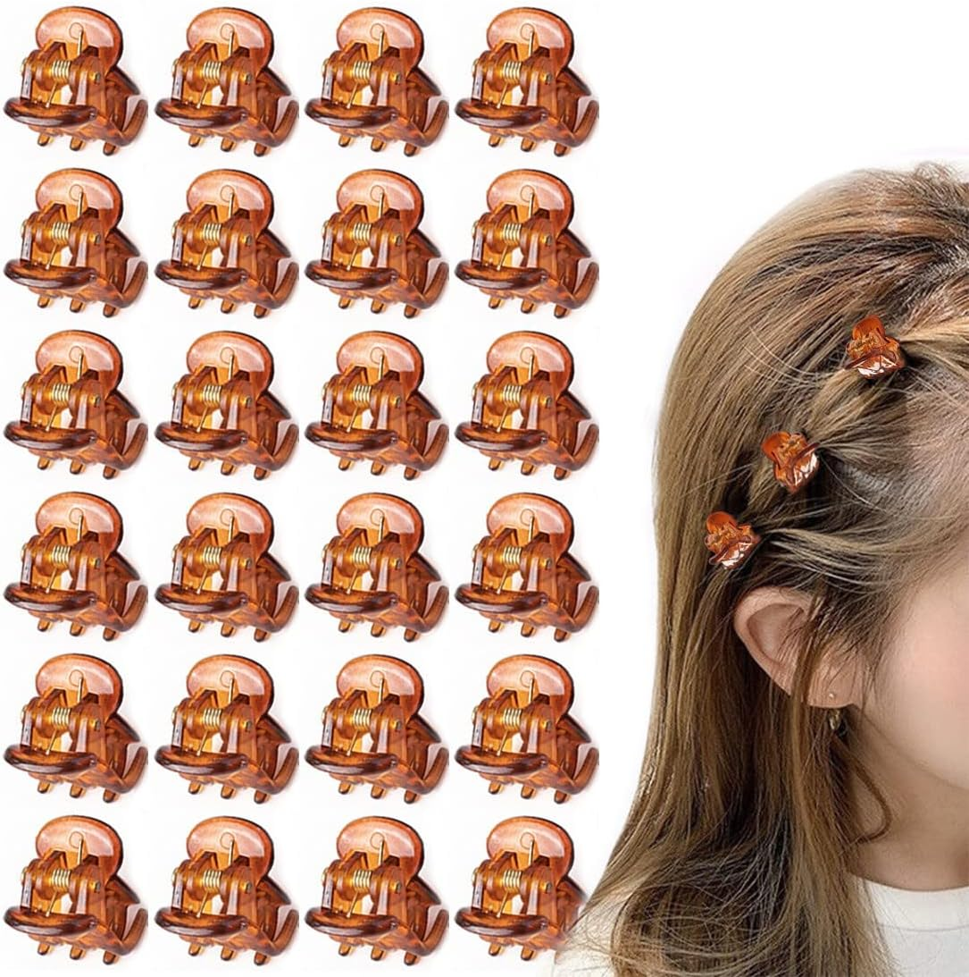 PLABBDPL 24 Pieces Mini Hair Clips 1.5Cm Small Non-Slip Plastic Hair Clips for Girls and Women (Champagne) image number 4