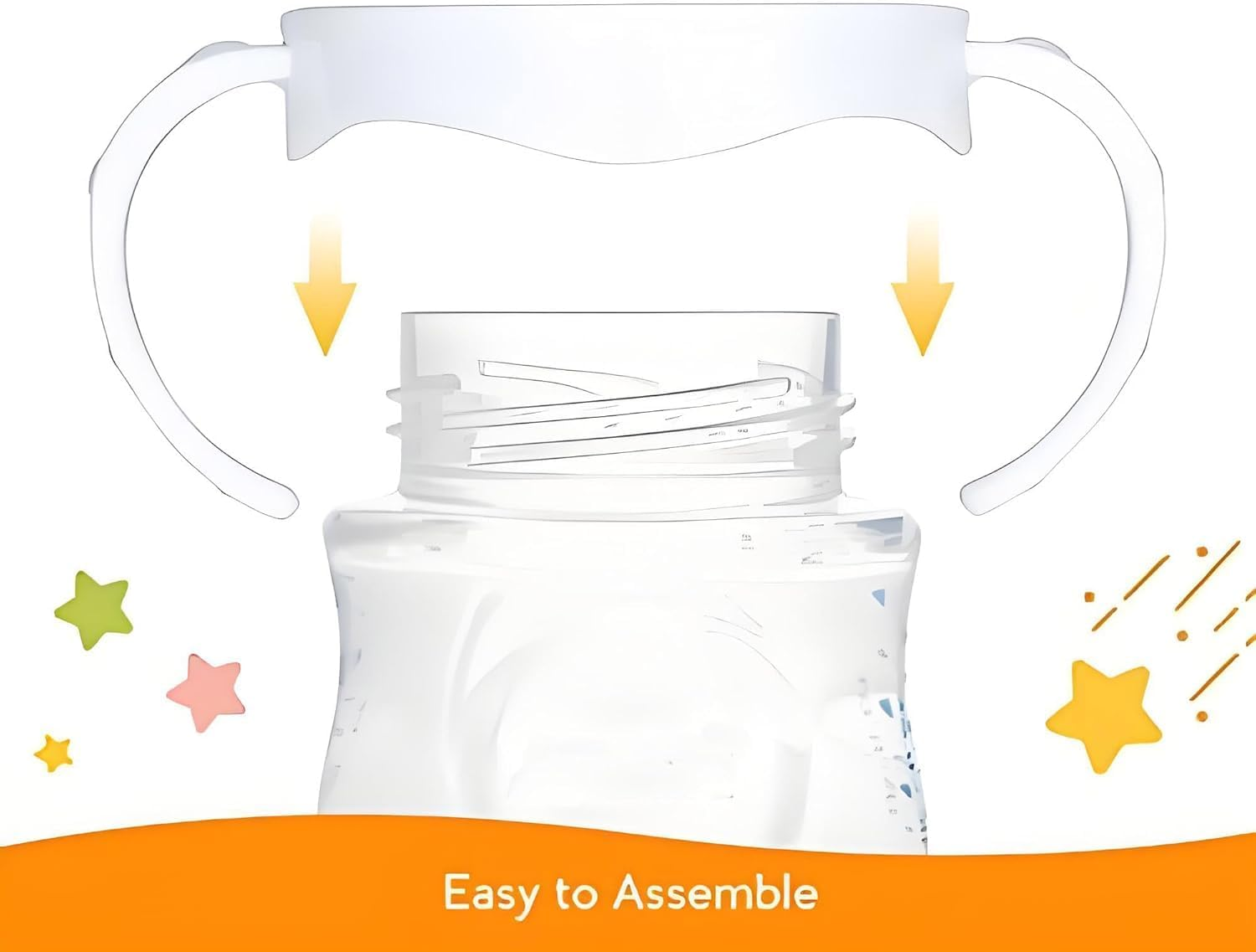 4 Pack Bottle Handles for Philips Avent Bottles, Compatible Avent Holder, Wide Mouth PP Glass Bottle Grip Handle Accessories (White) image number 4