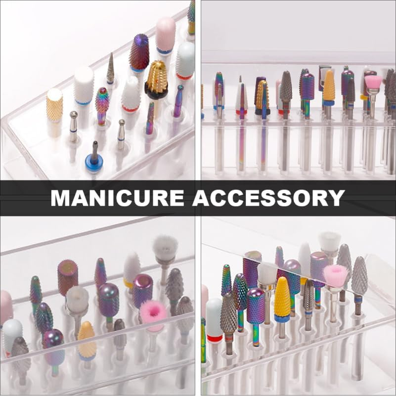 Healvian Nail Art Storage Box Nut Nail Grinder Nail Drill Storage Manicure Organiser Tool Box Nail Clippers Case for Nail Drill Holder for Nail Drill ABS Transparent image number 4