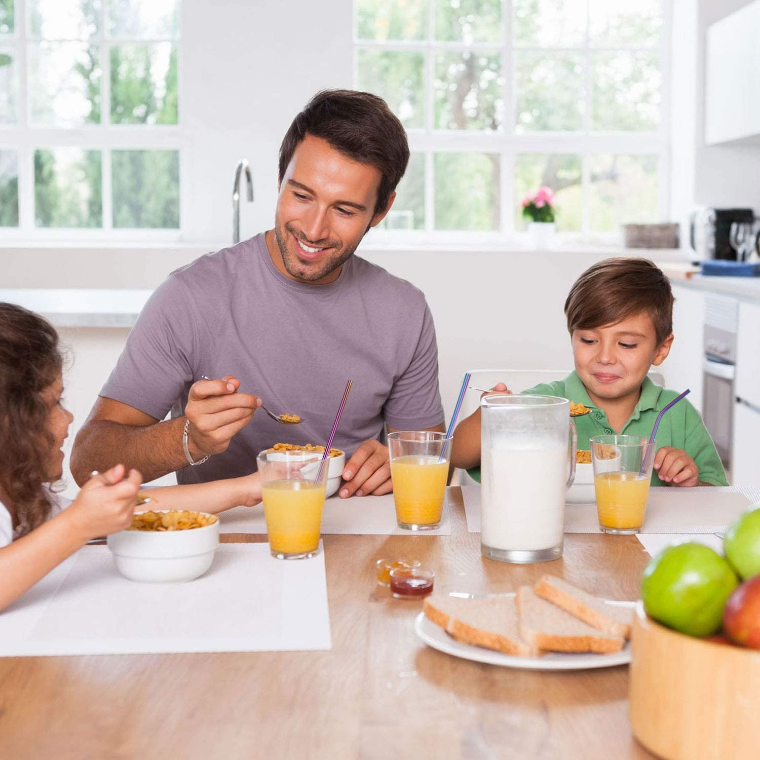 ALINK 10-Pack Reusable Stainless Steel Metal Straws,2 Metal Boba Tea Smoothie Straws,10.5"*6Mm Drinking Tumbler Straws with 2 Cleaning Brush and Case(Rainbow) image number 3