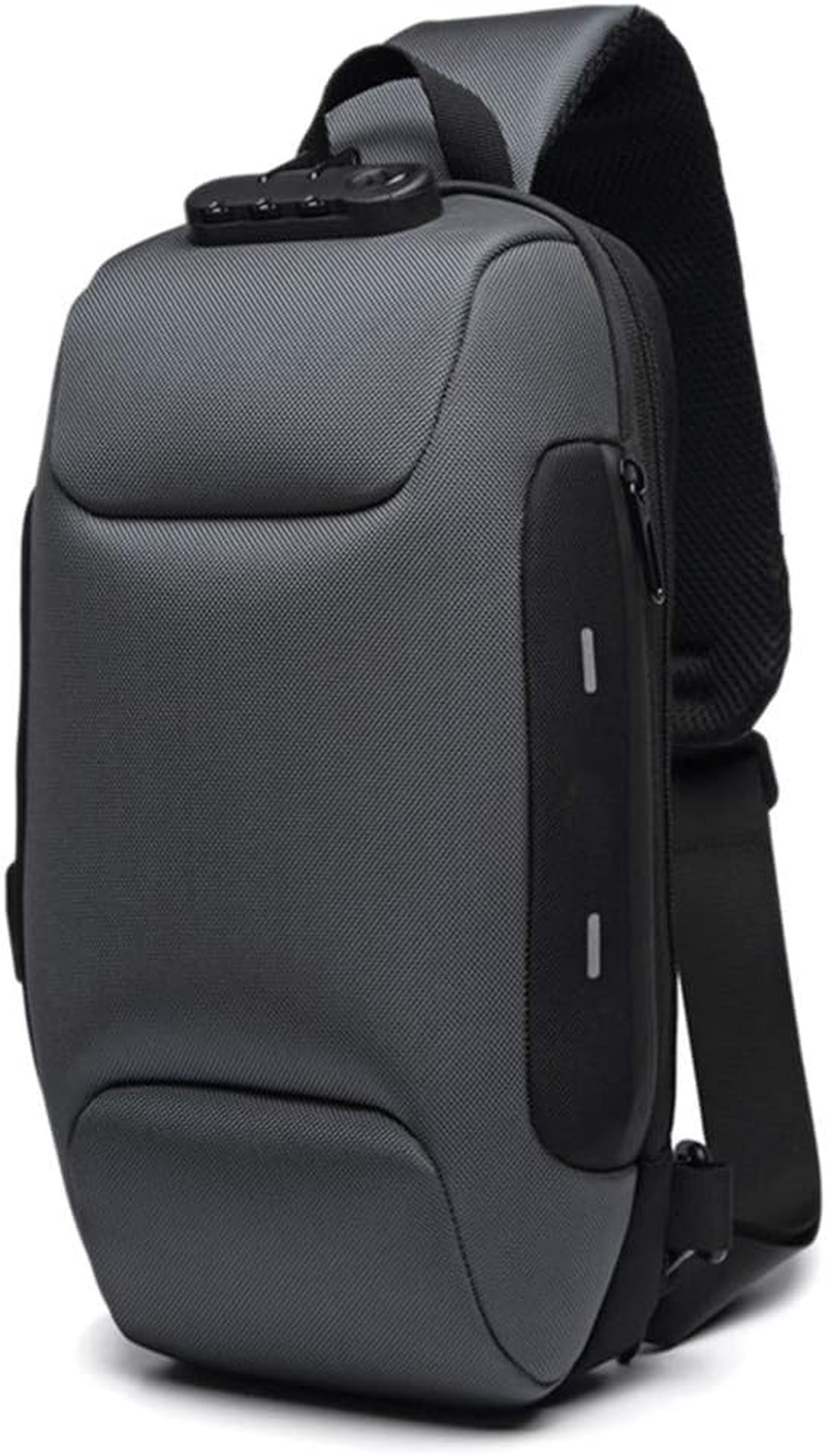 Anti-Theft Backpack with 3-Digit Lock Shoulder Bag Waterproof for Mobile Phone Travel/429 (Color : Gray) image number 4